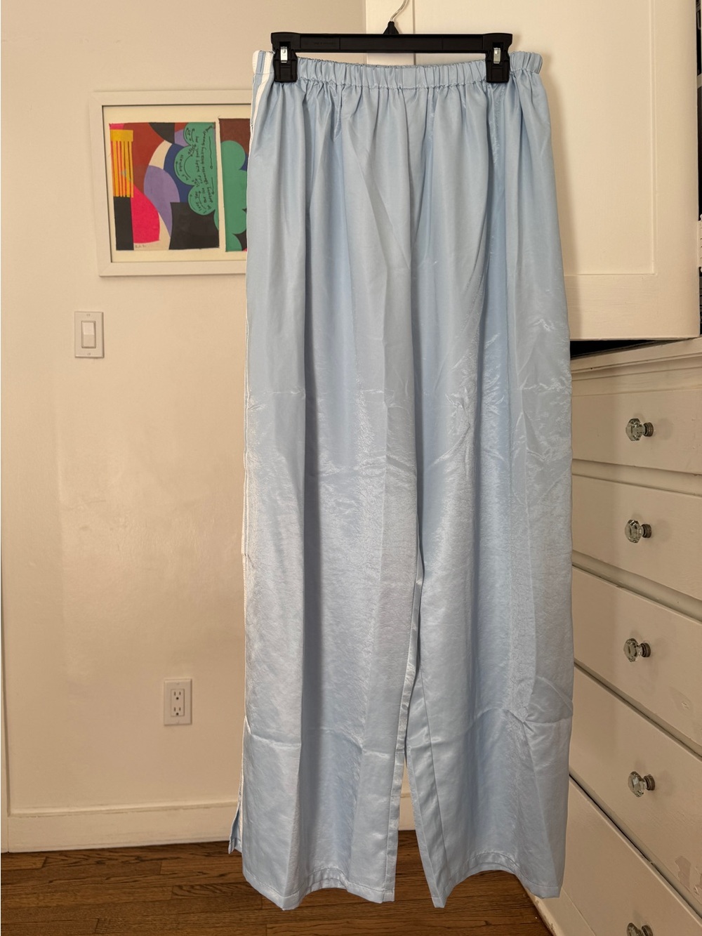 Fashion Brand Company Baby Blue Satiny Wide Leg Track Pants - XL, NWOT